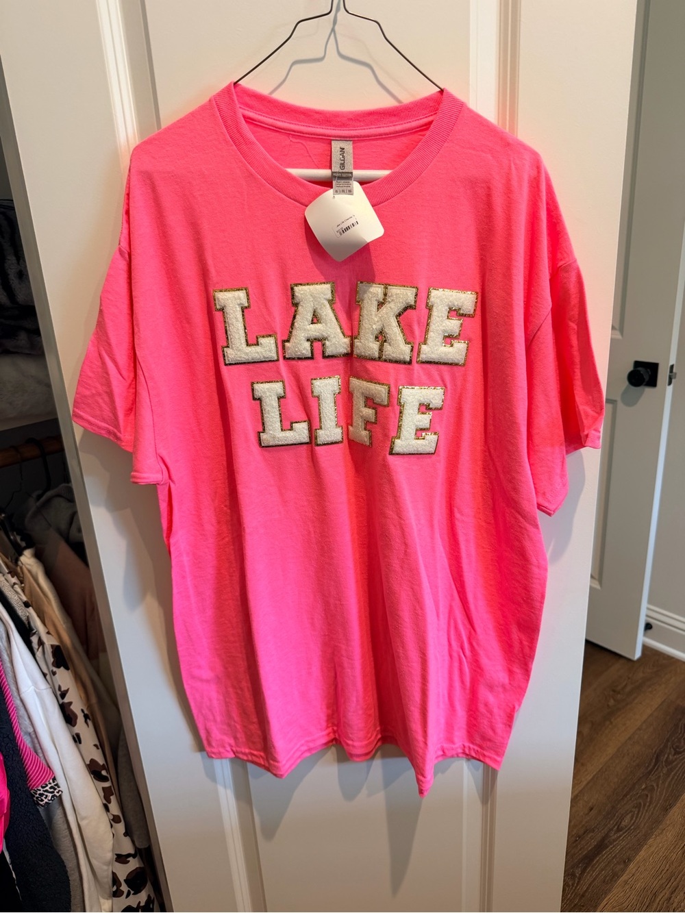 Pink 'Lake Life' Short Sleeve Graphic Tee